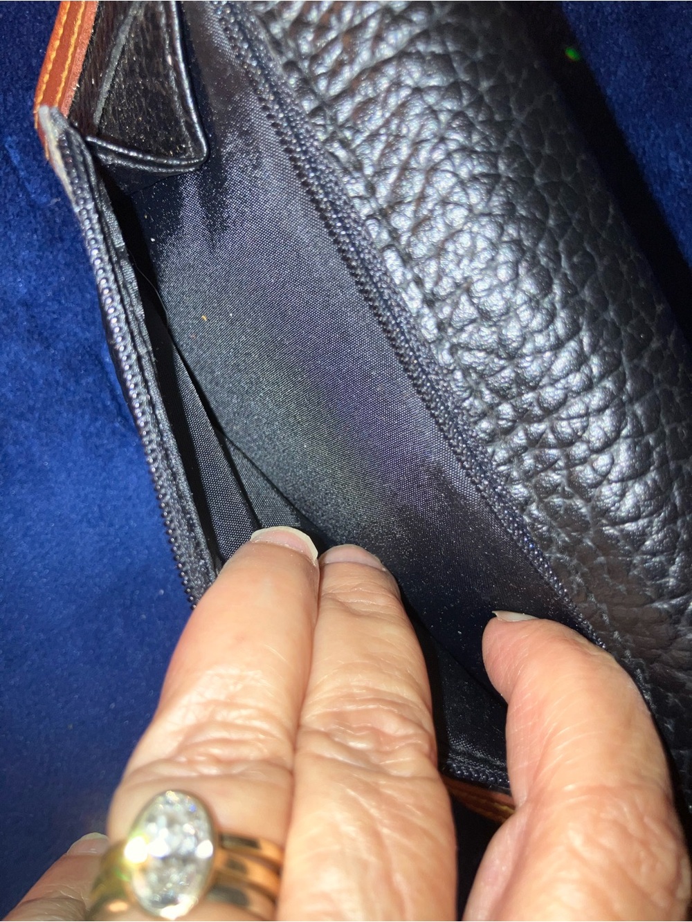 Dooney & Bourke Black Pebbled Leather Wallet with Tan Trim - Picture 3 of 16